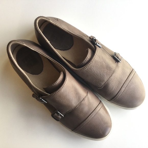 Frye Mindy Monk Leather Sneakers Grey Size 6.5M - Picture 2 of 10